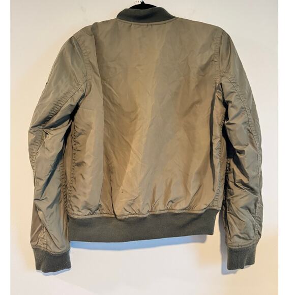 GAP Women’s Bomber Jacket XS Olive Green Nylon Orange Lining Military Style - Picture 2 of 7